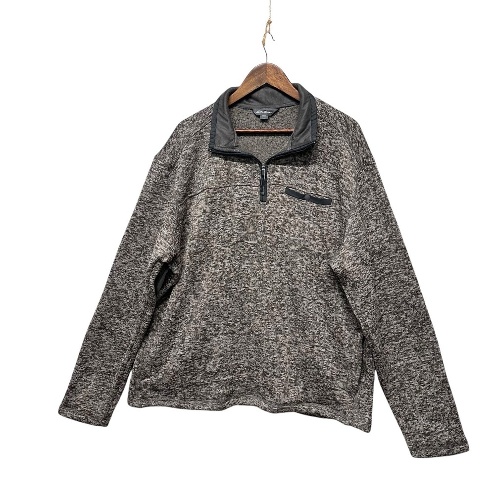 Eddie Bauer Sweater Mens Size XL 1/4 Zip Hiking Gray Fleece Outdoors‎ Pullover